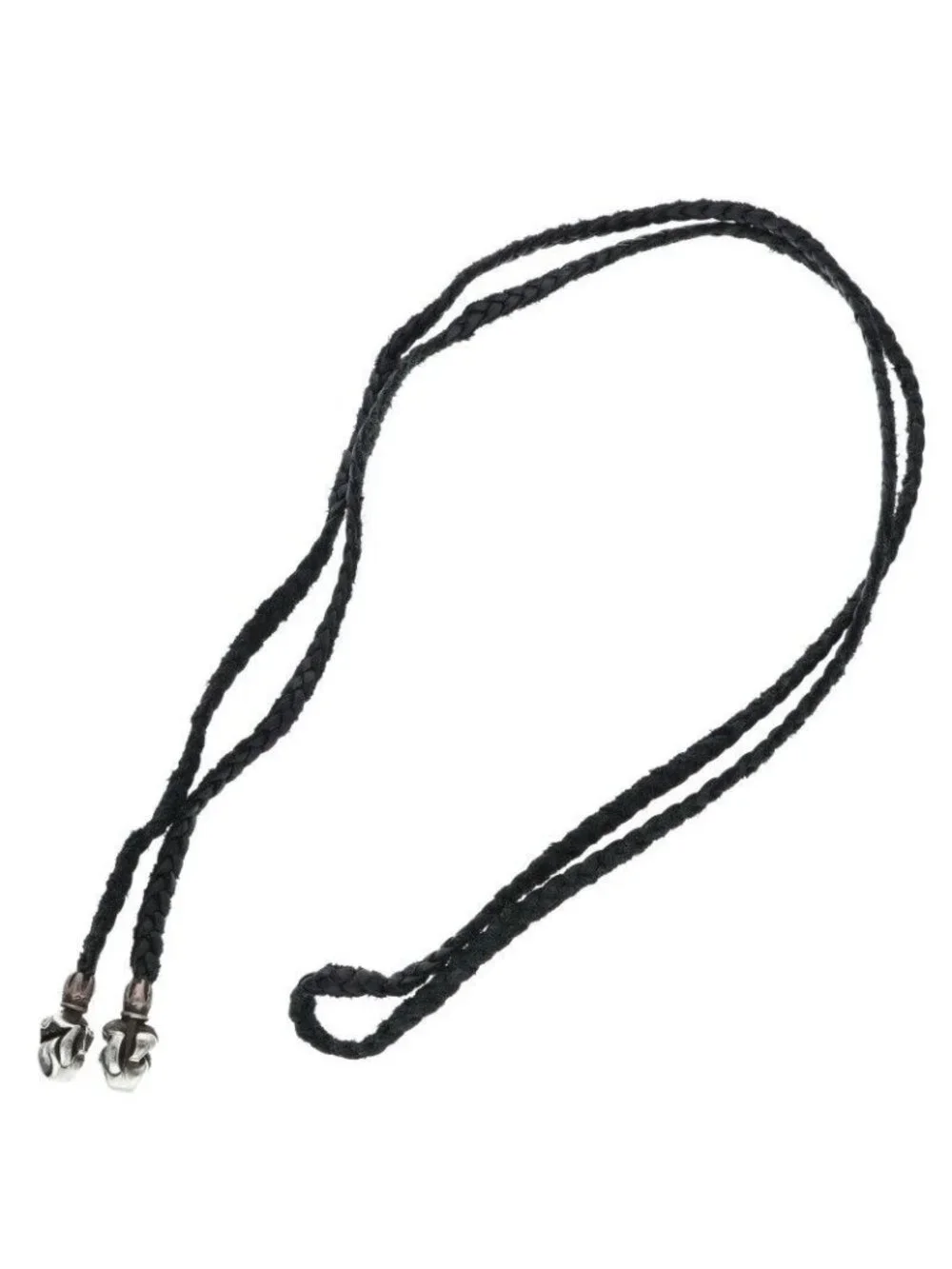 Chrome Hearts Leather Braid Lip and Tan Silver Necklace